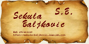 Sekula Baljković vizit kartica